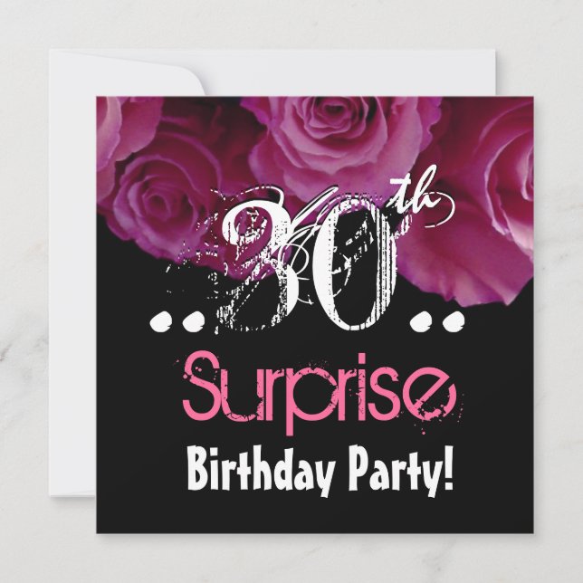 Invitation Bouquet rose 30e anniversaire Modèle surprise (Devant)