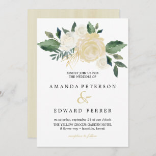 Invitation Bouquet Rose ivoire rose mariage