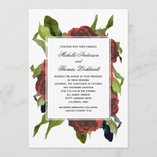Invitation Bouquet Rose rouge Mariage floral