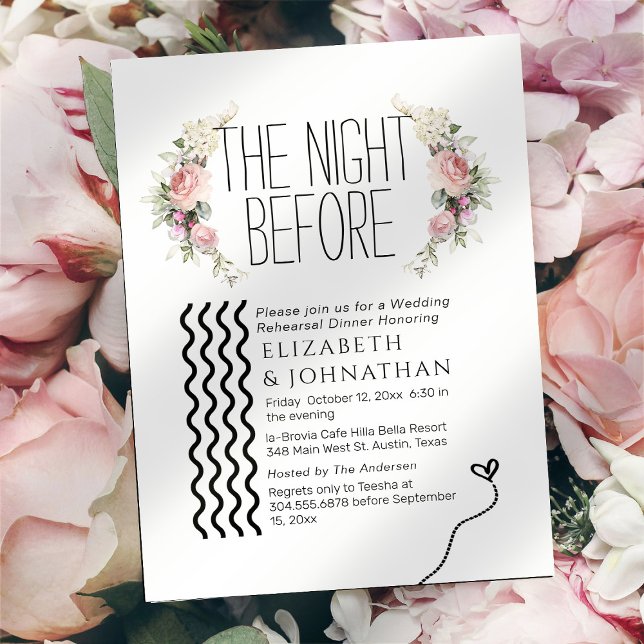 Invitation Bouquet Script Minimal La Nuit Avant (Créateur téléchargé)