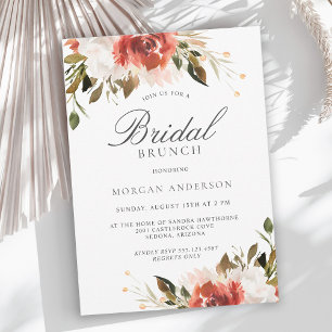 Invitation Bouquet subtil de fleurs rouges et blanches Brunch