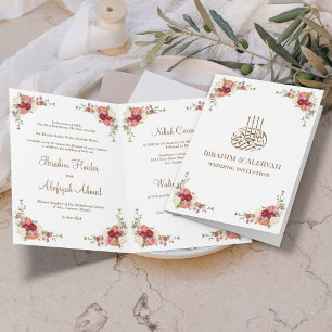 Invitation Bouquet vintage floral frontière Mariage islamique