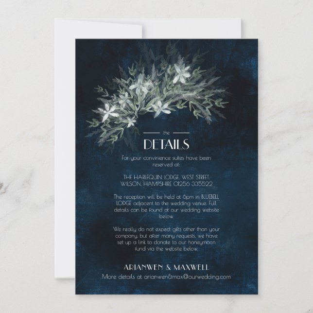 Invitation Bouquet Vintage verdoyant, fiche mariage (Devant)