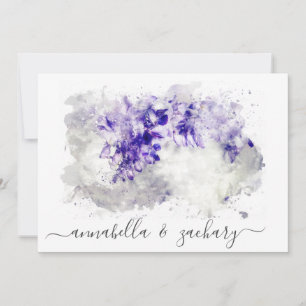 Invitation *~* Bouquet violet RSVP QR AR26 MARIAGE floral