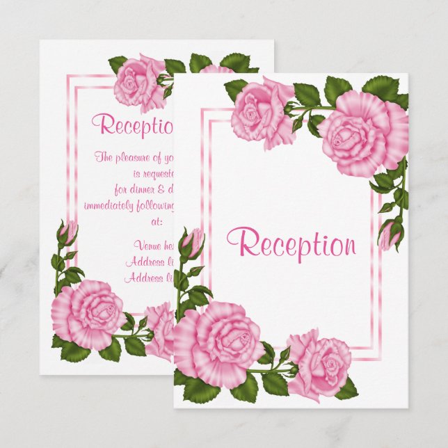 Invitation Bouquets de coin rose pour la réception de mariage (Devant / Derrière)