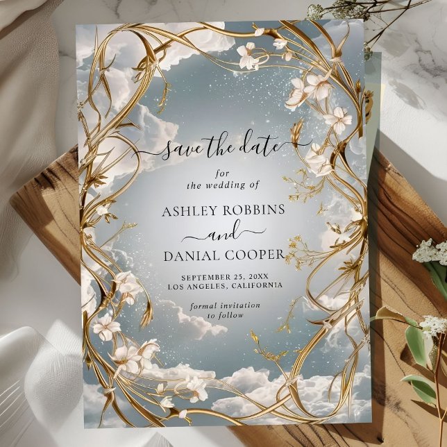 Invitation Bouquets d'or Art Nouveau étonnant Enregistrer la  (Créateur téléchargé)