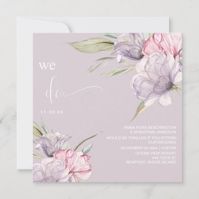 Invitation *~* Bouquets floraux AR15 RSVP BLUSH QR MARIAGE (Devant)