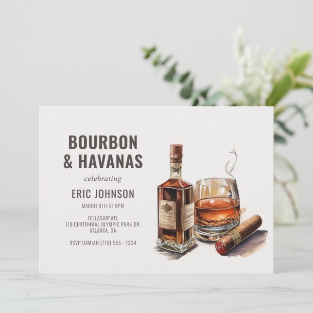 Invitation Bourbon & Cigars Hommes Bachelor d'anniversaire (Debout devant)