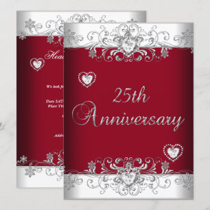 Invitation Bourgogne 25e anniversaire Mariage Coeurs de diama