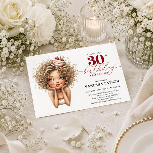 Invitation Bourgogne 30e anniversaire drôle femme écriture mo