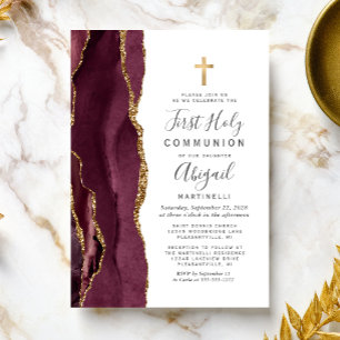 Invitation Bourgogne Agate Gold Parties scintillant Première 