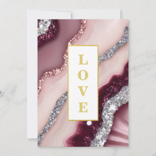 Invitation *~ Bourgogne AMOUR Agate AR66 RSVP QR Mariage