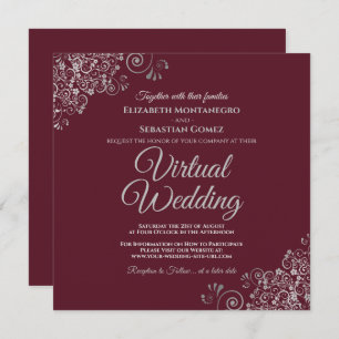 Invitation Bourgogne avec Lacy Silver Elegant Mariage virtuel
