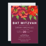 Invitation Bourgogne Bat mitzvah Aquarelle moderne Floral<br><div class="desc">Soyez fier, réjouissez-vous et présentez ce jalon de votre Bat mitzvah préféré avec cette invitation sophistiquée et personnalisée ! Une aquarelle chic, étonnante, florale avec un style san serif moderne recouvre un arrière - plan bordeaux. Personnalisez le texte personnalisé avec le nom, la date et les informations de votre Bat...</div>