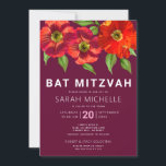 Invitation Bourgogne Bat mitzvah Aquarelle moderne Floral<br><div class="desc">Soyez fier, réjouissez-vous et présentez ce jalon de votre Bat mitzvah préféré avec cette invitation sophistiquée et personnalisée ! Une aquarelle chic, étonnante, florale avec un style san serif moderne recouvre un arrière - plan bordeaux. Personnalisez le texte personnalisé avec le nom, la date et les informations de votre Bat...</div>