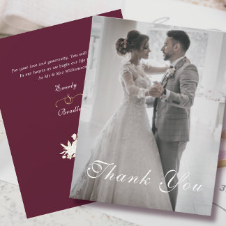 Invitation Bourgogne Blanc Or Floral Mariage Merci