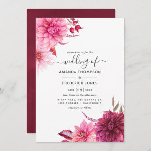 Invitation Bourgogne & Blush Automne Automne Automne Mariage