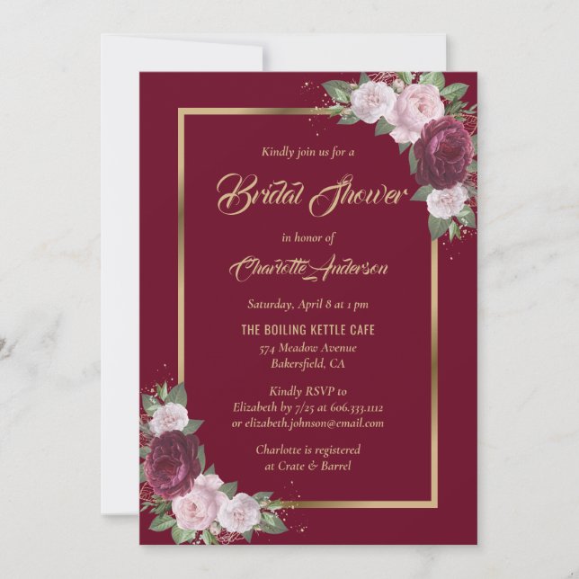 Invitation Bourgogne Blush Pink Gold (Devant)