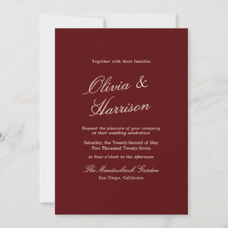 Invitation Bourgogne Calligraphie Classique Vieille Fortune