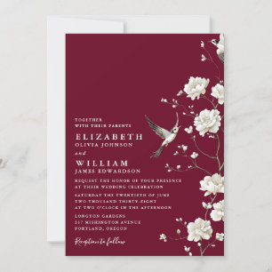 Invitation Bourgogne Chinoiserie Floral Garden Mariage