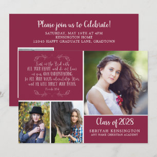 Invitation Bourgogne Christian Graduation Bible Verse Photo