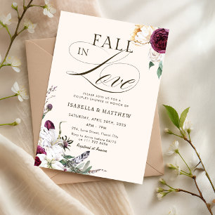 Invitation Bourgogne chute d'amour couples douche de mariage