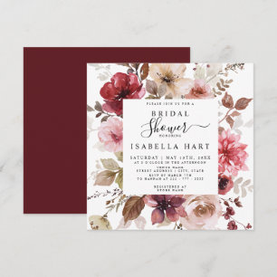 Invitation Bourgogne Dusty Rose Fall Fête des mariées florale