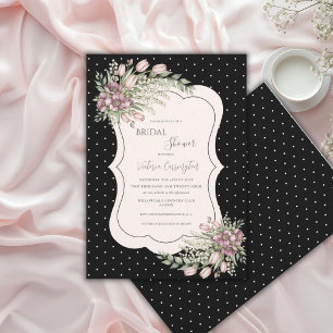 Invitation Bourgogne Élégant Floral Mariage Shower
