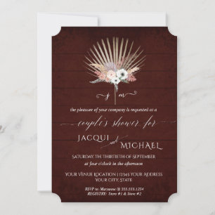 Invitation Bourgogne en blanc BOHO Orchid Floral Couples Douc