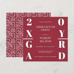 Invitation Bourgogne et blanc Gras Typographie Graduation
