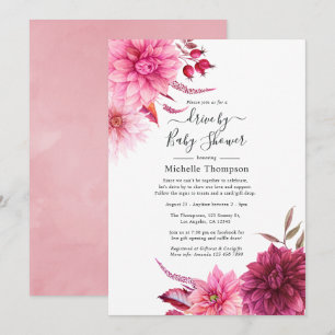 Invitation Bourgogne et Flore floral floue par douche