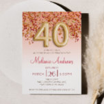 Invitation Bourgogne et or 40e anniversaire de fête Invitatio<br><div class="desc">Il s'agit d'une parties scintillant d'or bordeaux et de confettis thème 40ème anniversaire Invitation de fête.</div>