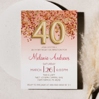 Bourgogne et or 40e anniversaire de fête Invitatio