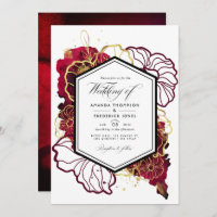 Bourgogne et or Abstrait Floral Mariage photo