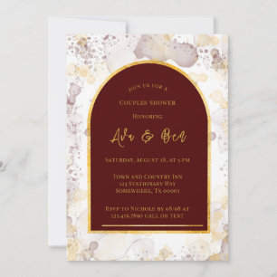 Invitation Bourgogne et or Alcool Arche d'encre Couples Douch