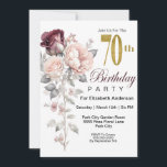 Invitation Bourgogne et rose pâle 70e anniversaire<br><div class="desc">Elégante Bourgogne et rose pâle Floral 70e anniversaire Invitations pour femmes. Il Est Facile De Changer L'Exemple De Texte En Vous Propre En Cliquant Sur Personnaliser. Cliquez Sur Personnaliser Pour Modifier Le Type De Police, La Couleur De Police, La Taille De Police Ou Pour Ajouter/Supprimer/Modifier Le Texte Ou Les Éléments...</div>