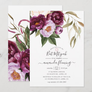 Invitation Bourgogne - Fleur de Marsala et Pêche pour une Bat