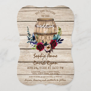 Invitation Bourgogne Floral Barrel Mariage de automne