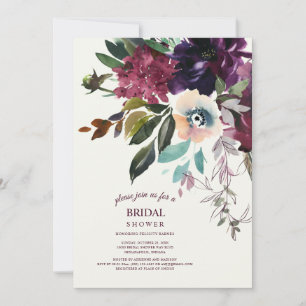 Invitation Bourgogne Floral Boho Splendor Ecru Fête des marié