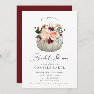 Invitation Bourgogne Floral et Fête des mariées Citrouille