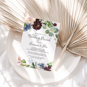 Invitation Bourgogne Floral et verdure Brunch Mariage