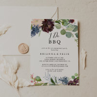 Bourgogne Floral Green I Do BBQ Engagement Party
