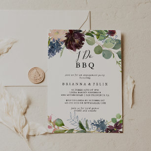 Invitation Bourgogne Floral Green I Do BBQ Engagement Party