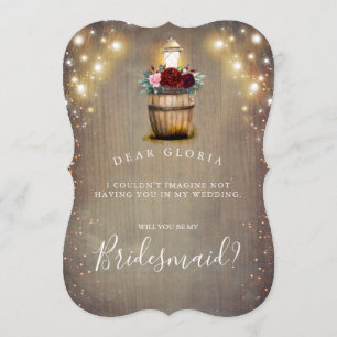 Invitation Bourgogne Floral Lanterne Russe Bridesmaid Proposi