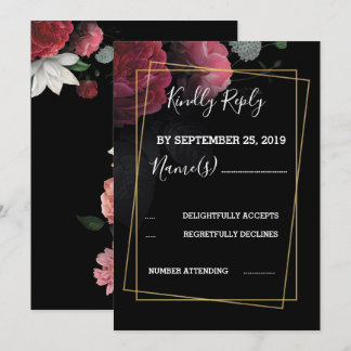 Invitation Bourgogne Floral Russe RSVP