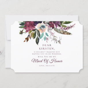 Invitation Bourgogne Floral Splendor Maid Of Honor Propositio