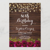 Bourgogne Floral String Lights 80e fête d'annivers