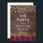 Invitation Bourgogne Floral String Lumières Bois 30e annivers<br><div class="desc">Pays Russe Bourgogne Marsala Floral | Barn Wood 30th Birthday Party Invitation Modèles. Rouge bordeaux rustique, roses marsala aquarelle, arrangement floral botanique design mariage avec feuilles verts et lumières à cordes sur bois de grange brun foncé. Dispose d'un élégant design de typographie manuscrite. Grand choix pour la fête d'anniversaire adulte...</div>