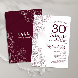 Invitation Bourgogne Floral Surprise 30ème anniversaire