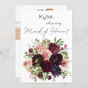 Invitation Bourgogne & Flore Blush Be My Maid of Honor ? Phot